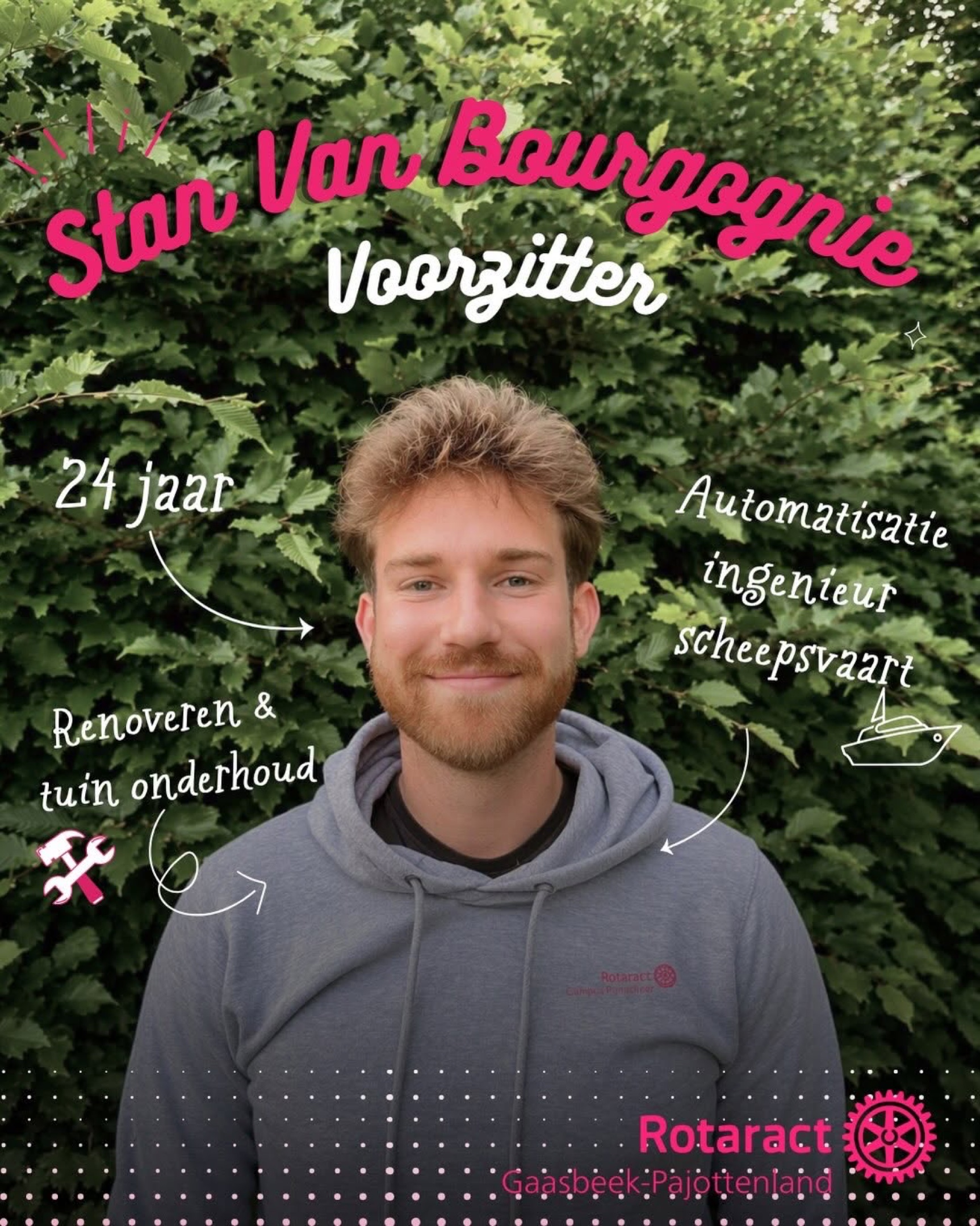 Stan Van Bourgognie, voorzitter van Rotaract Gaasbeek-Pajottenland