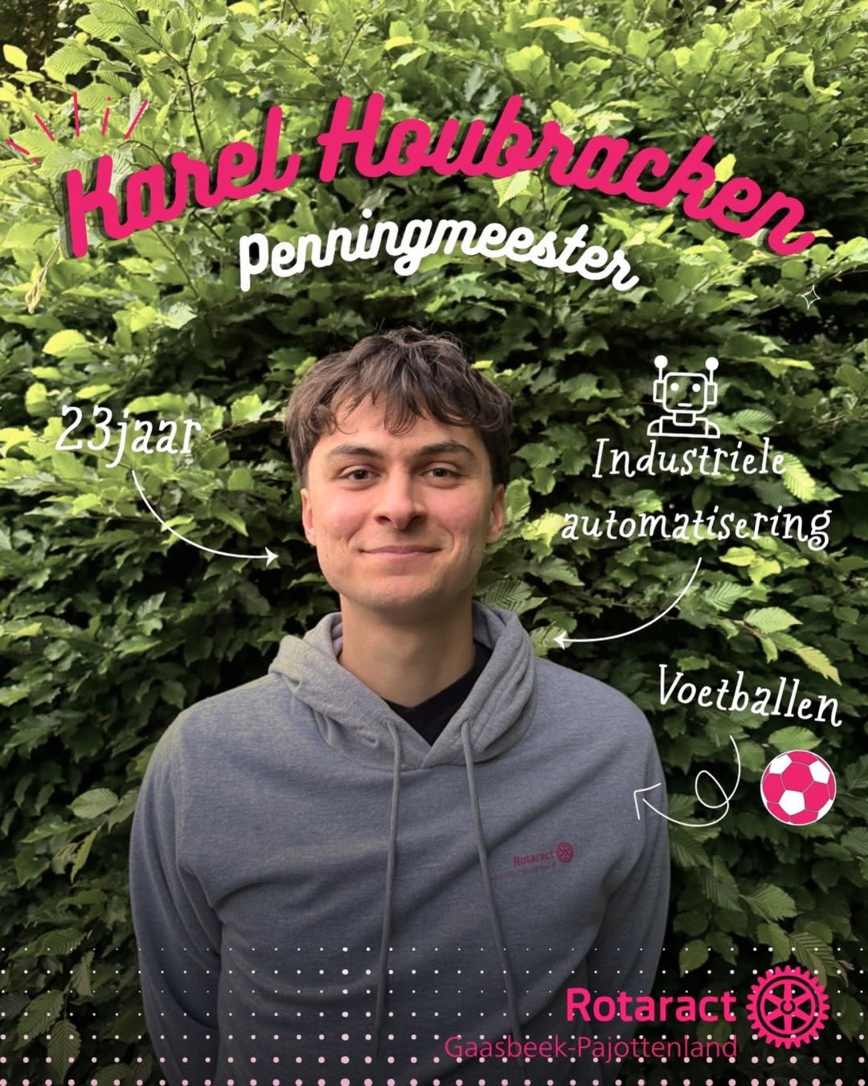Karel Houbracken, penningmeester van Rotaract Gaasbeek-Pajottenland