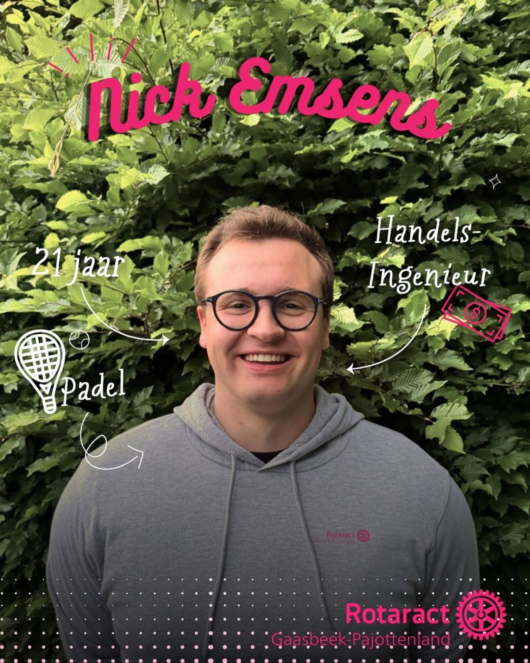 Nick Emsens, lid van Rotaract Gaasbeek-Pajottenland